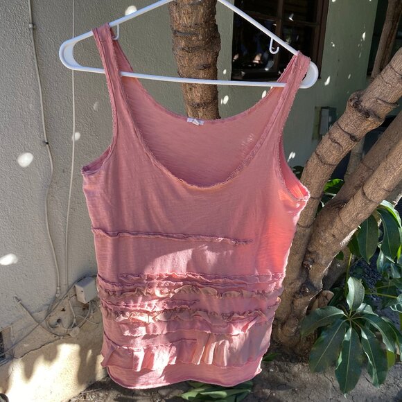 Women's J Crew Sleeveless Dusty Rose Blouse with Ruffles Size Medium - Picture 2 of 7